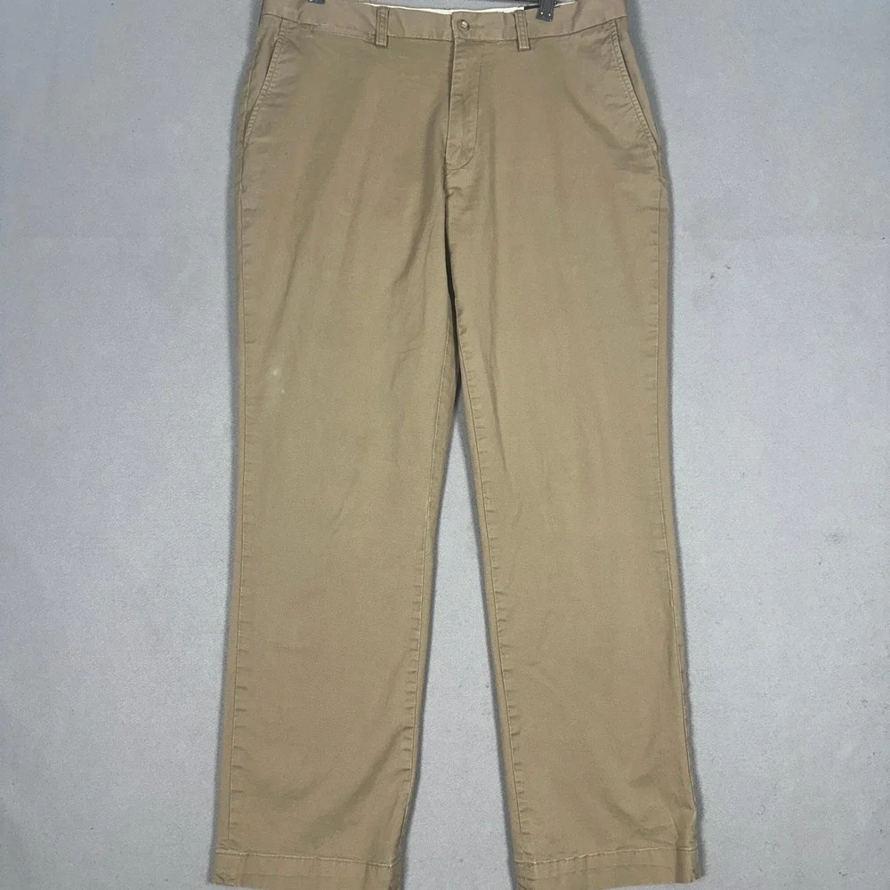 Polo Ralph Lauren Pants Men 34X32 Stretch Classic Fit Tan Khaki Chino Flat Front